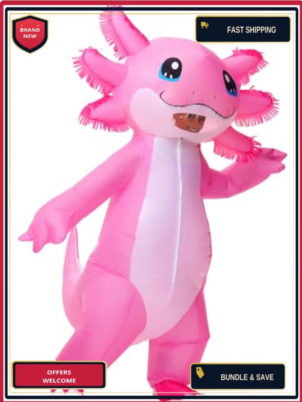 Inflatable Axolotl Costume Adult Halloween Blow-Up Cosplay Party